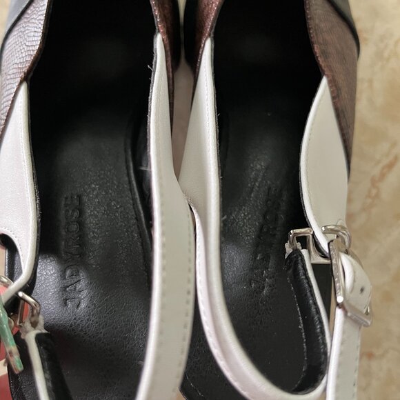 NWOB Jady Rose Sz 7.5 Tri Color Slingback Sculptural Heel Detail Pointed Toe - Picture 10 of 12